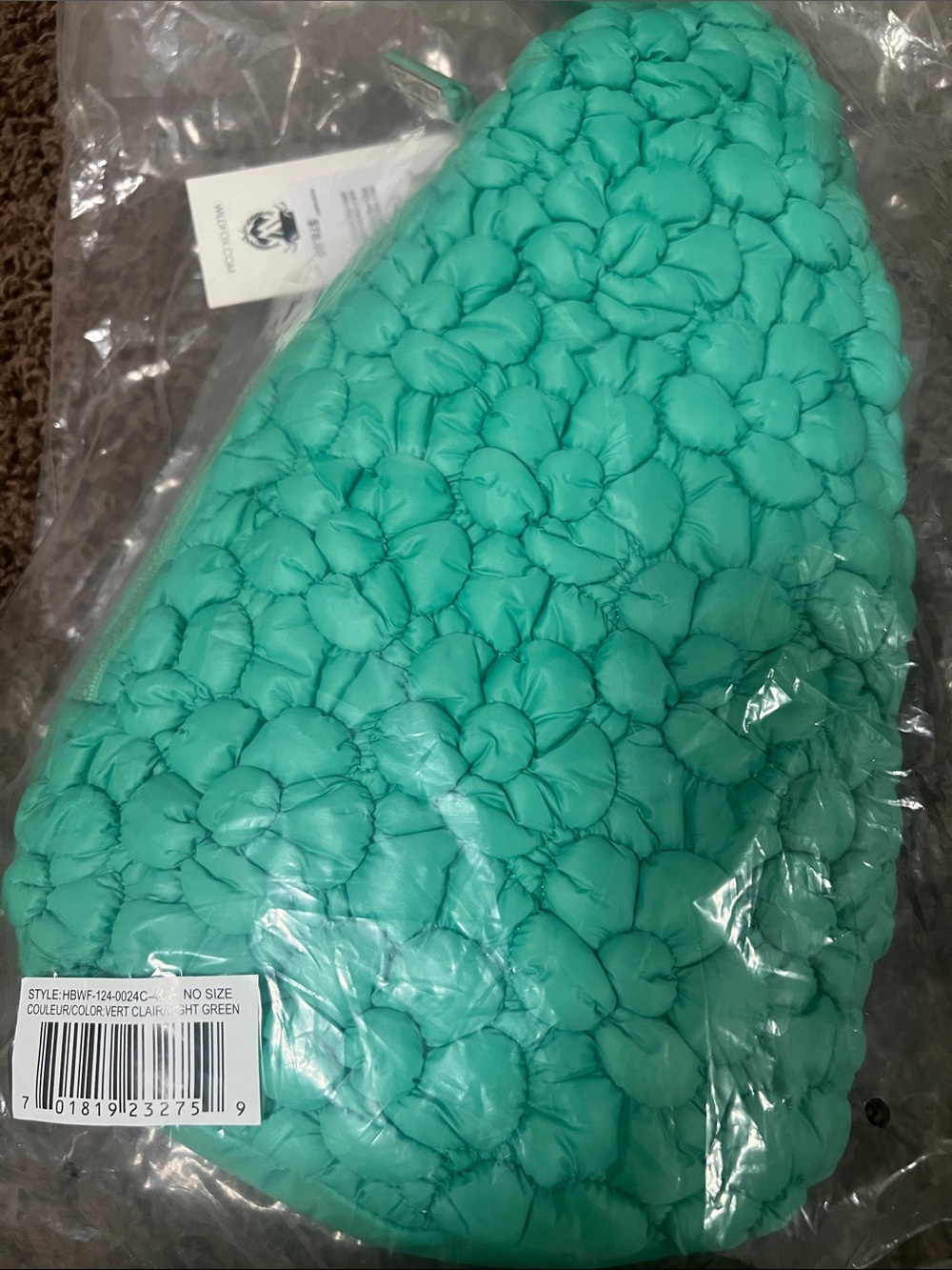 WILDFOX Quilted Puff sling bag in Mint Green brand new with tags